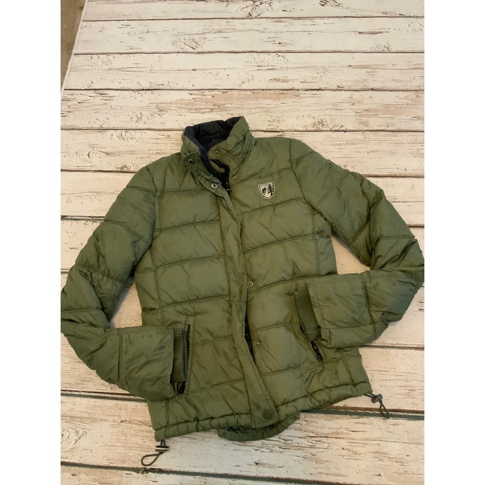 American Eagle Outfitters Womens Olive Green Quilted Puffer Jacket Y2K Medium
